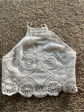 Abercrombie & Fitch White Crochet Halter Camisole